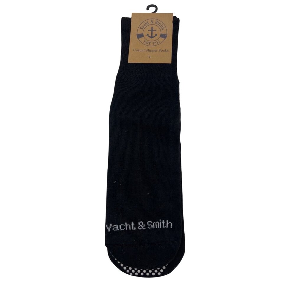 Yacht & Smith Mens Black Casual Non-Slip Slipper Socks Size 10-13 25h